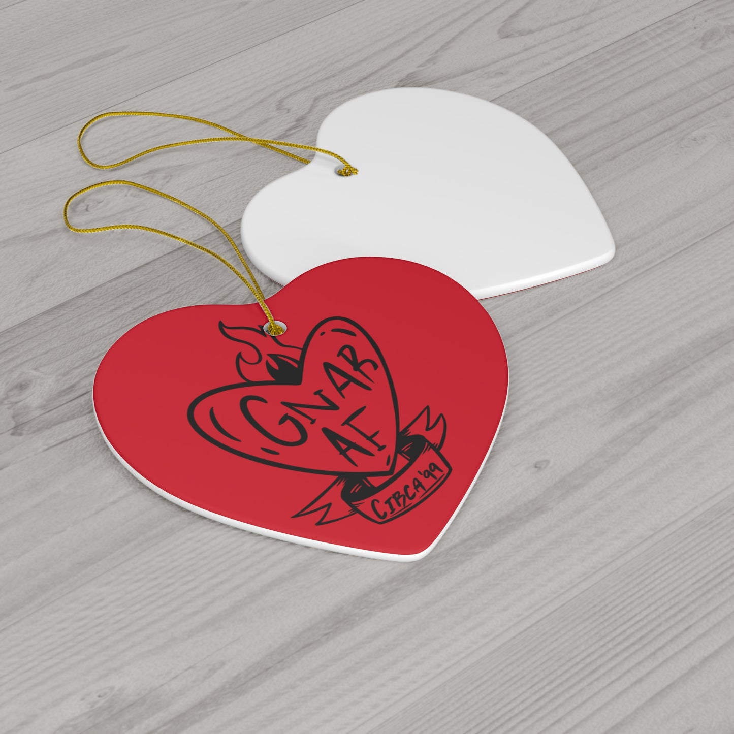 Gnar AF B&W Logo Red Ceramic Ornament, 4 Shapes