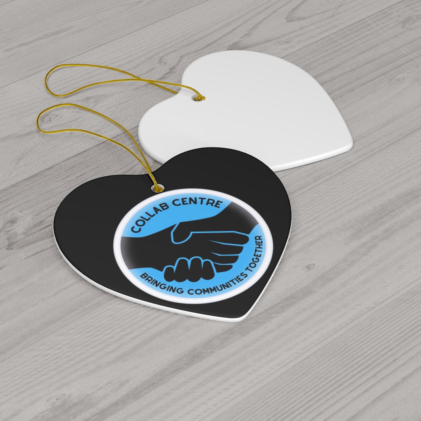 Adorno de cerámica negra Collab Center, 4 formas