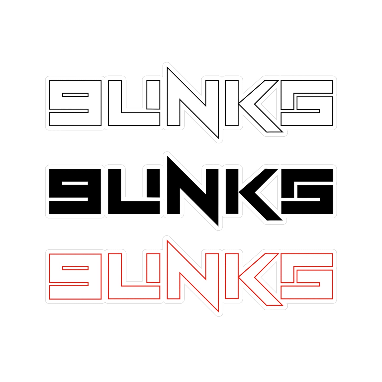 9UNKS Text Black and White Vinyl Kiss-Cut Stickers x 3 EU Market