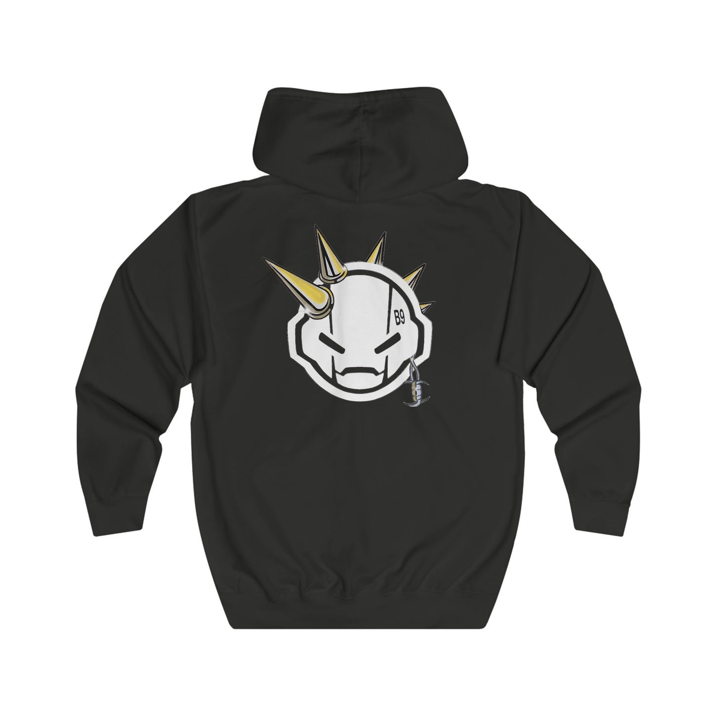 Brozo 9UNKS Text Front Head Logo Back Unisex Full Zip Hoodie EU Market