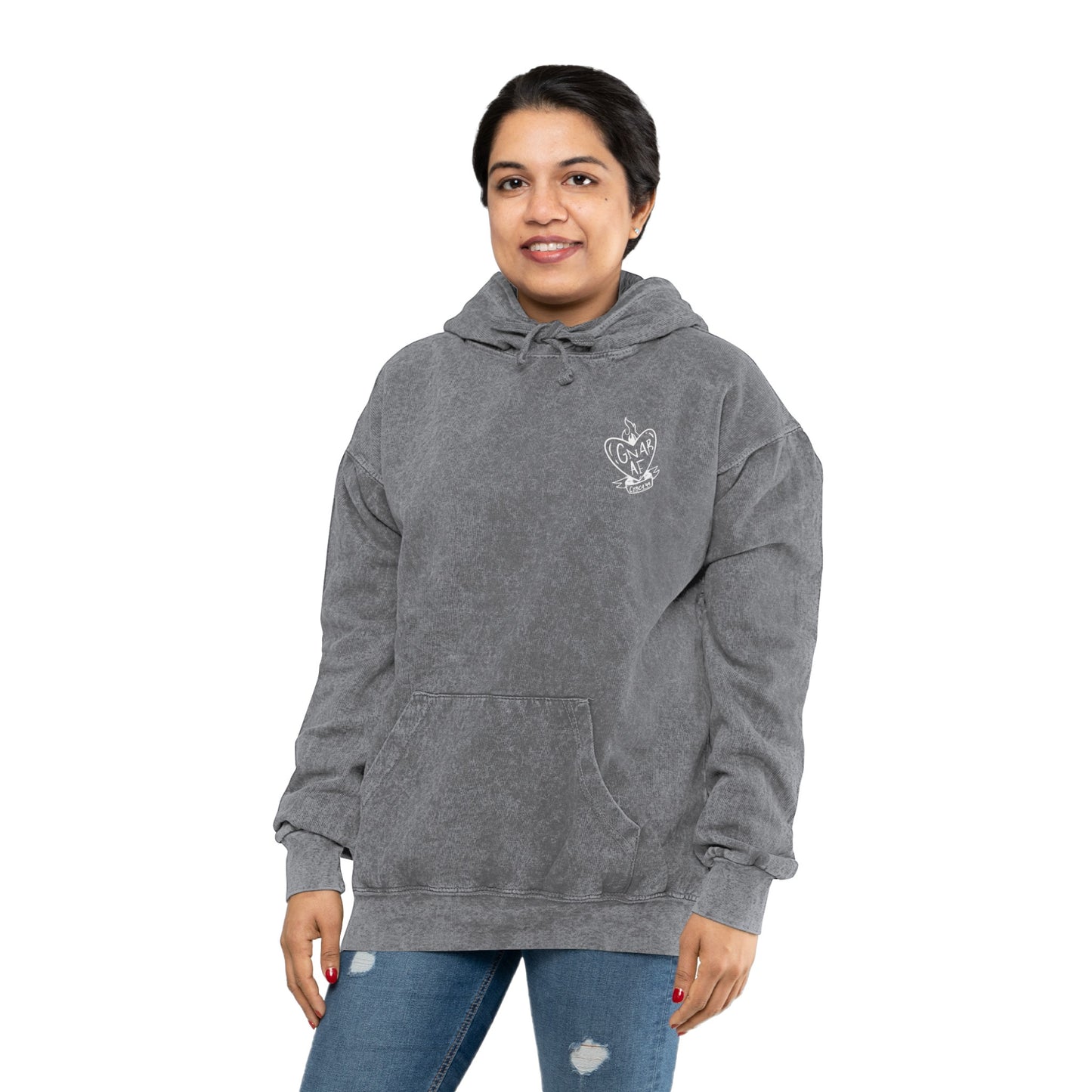 Gnar AF White Logo Unisex Mineral Wash Hoodie