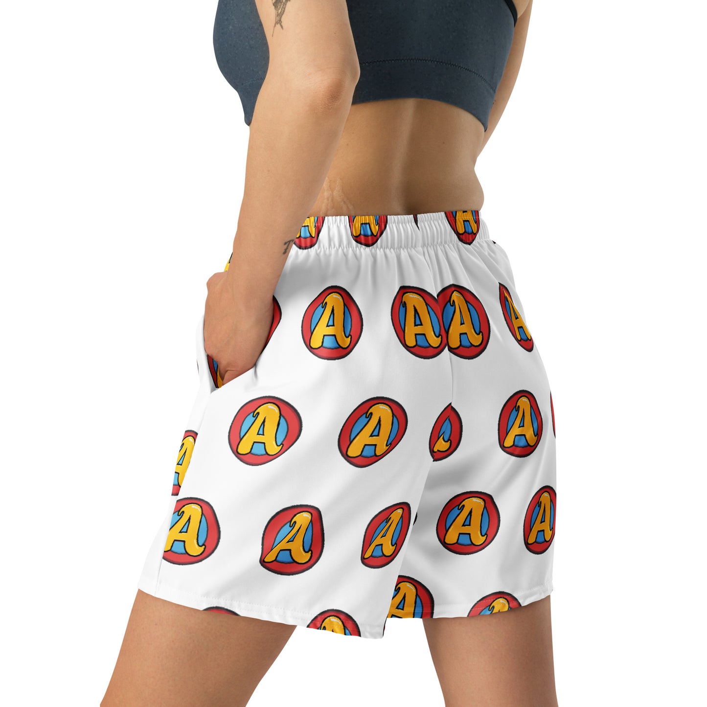 The Appreciators Circle A All-Over Print White Unisex Athletic Long Shorts