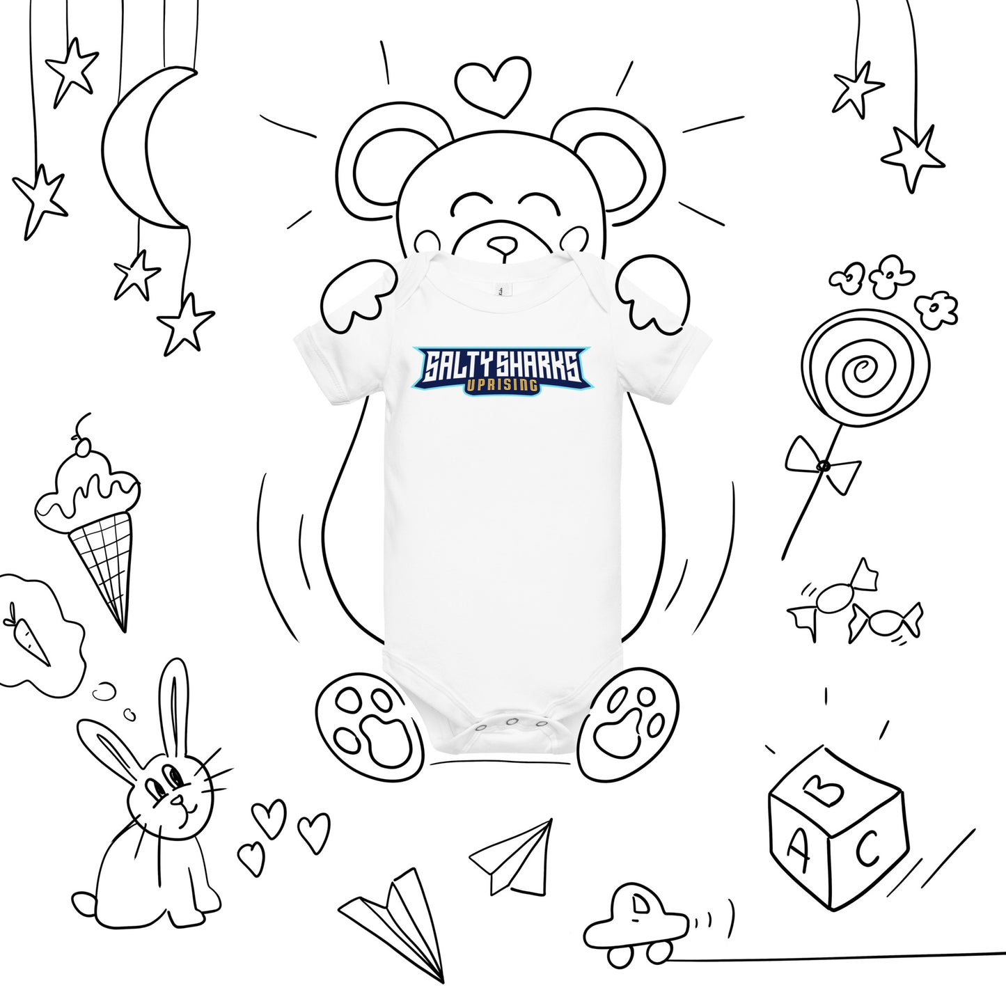 SSU Salty Sharks Uprising Logo Baby short sleeve one piece