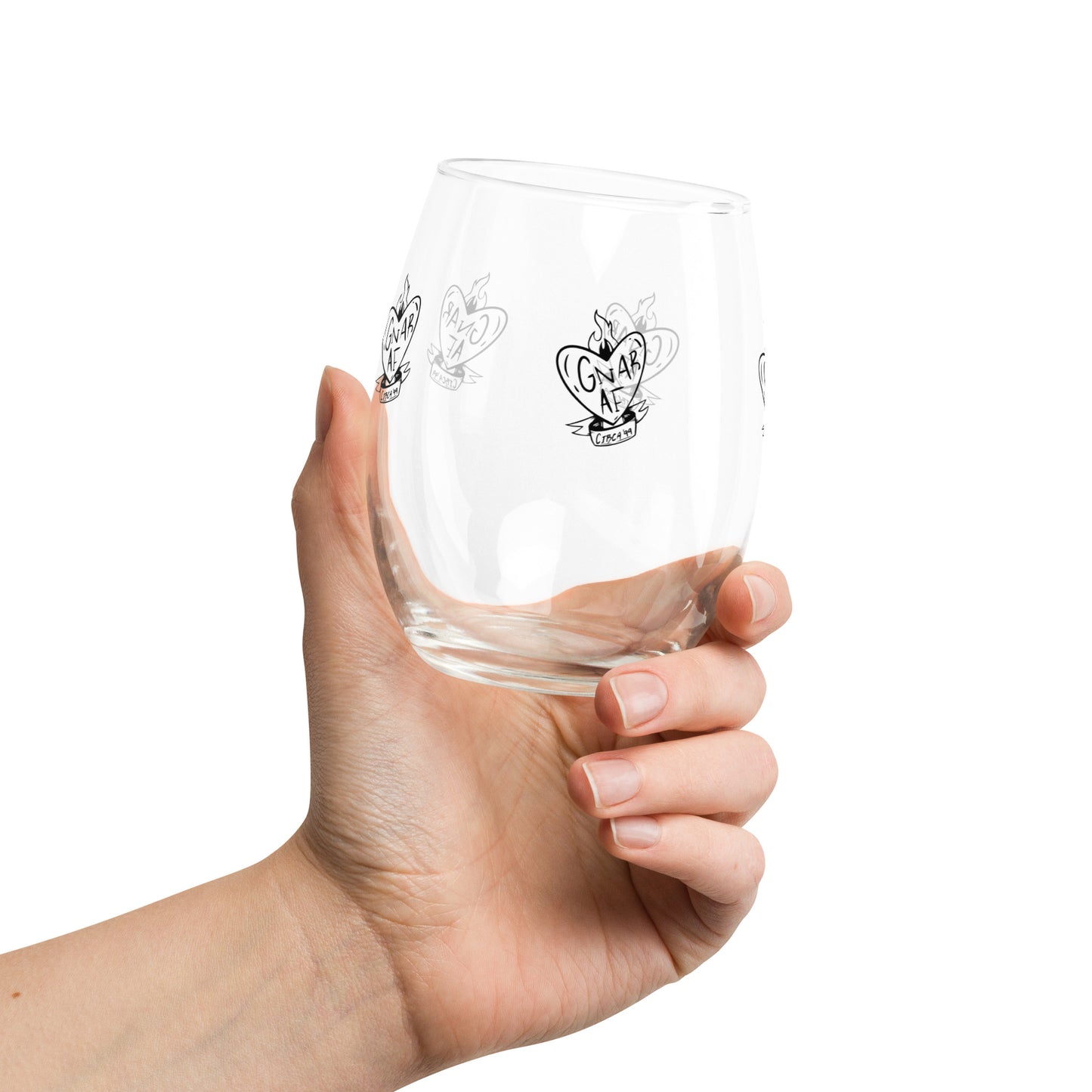Gnar AF Black Logo 15oz Stemless wine glass