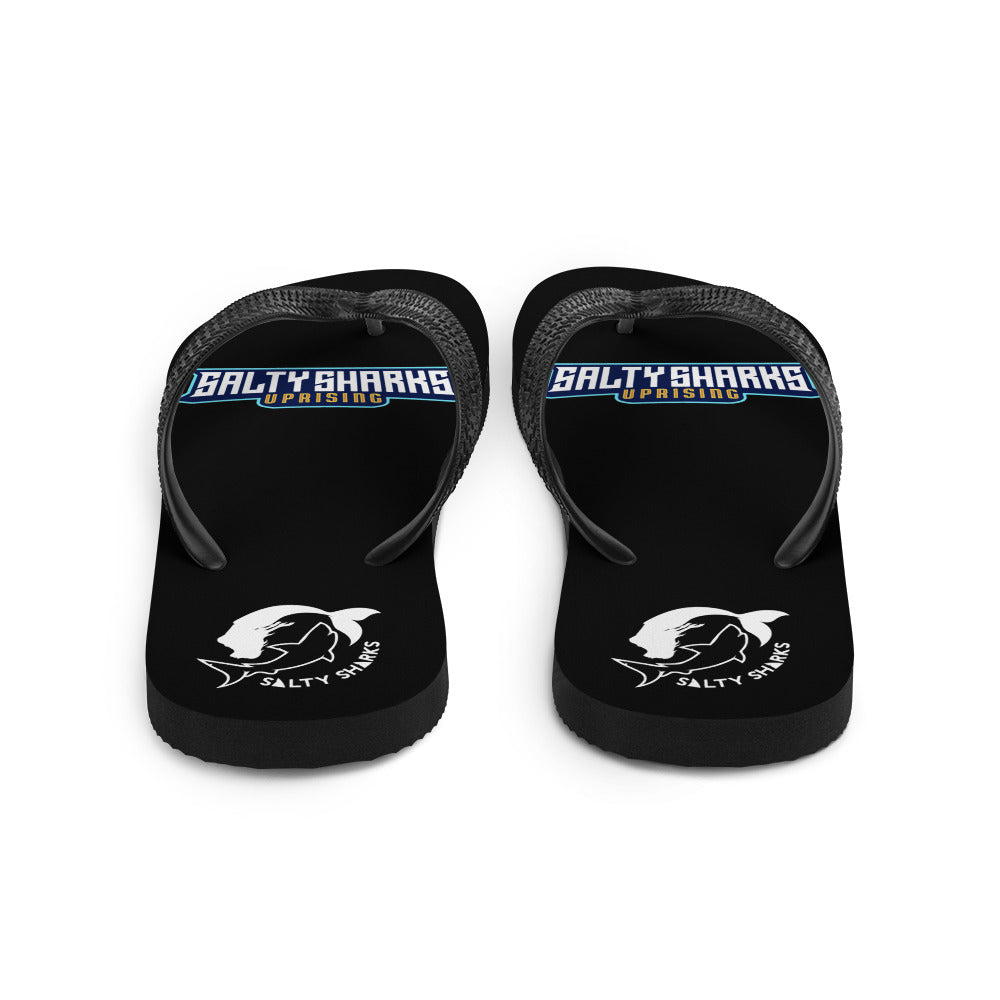SSU Salty Sharks Uprising White Logo Black Flip-Flops