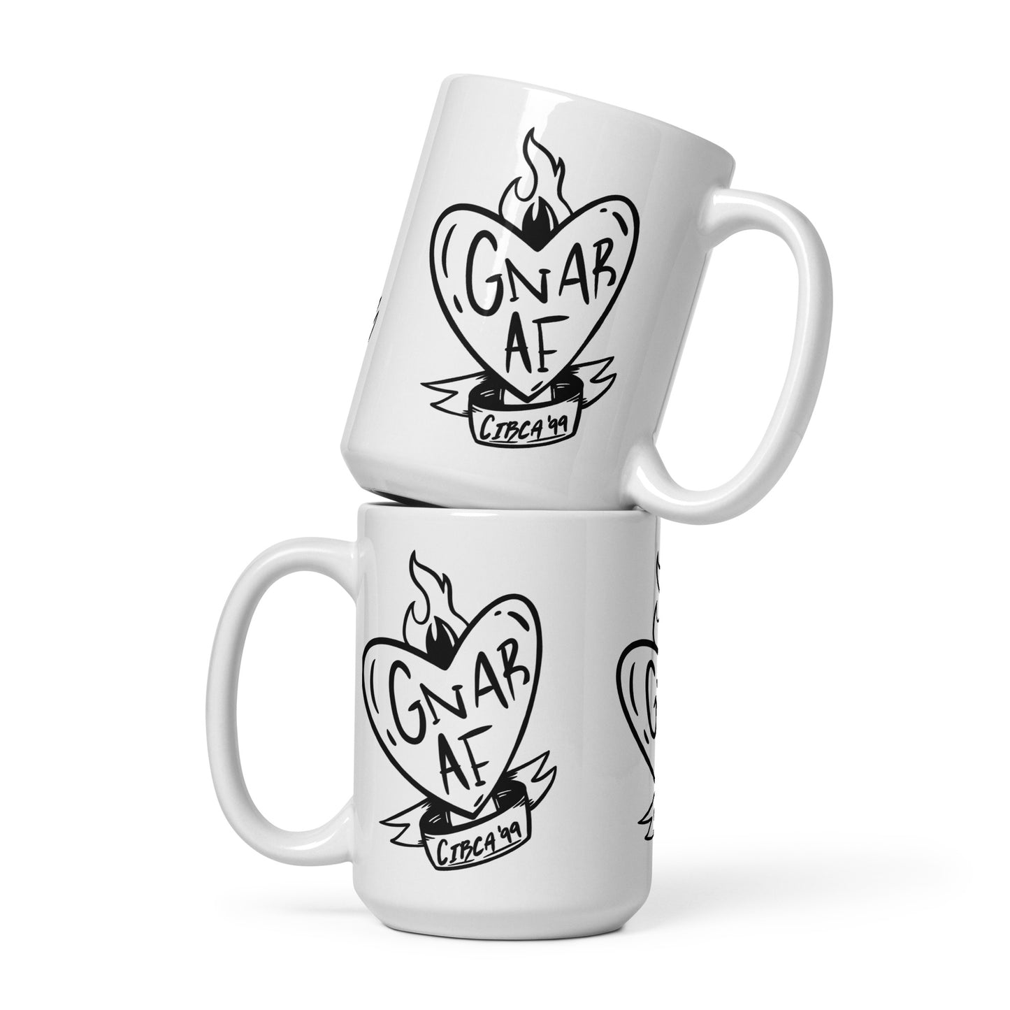 Gnar AF B&W Logo White glossy mug