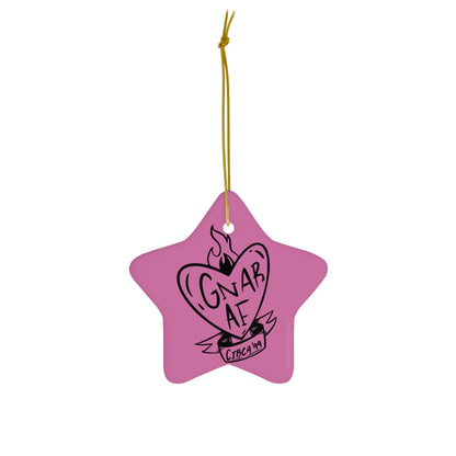 Gnar AF B&W Logo Pink Ceramic Ornament, 4 Shapes