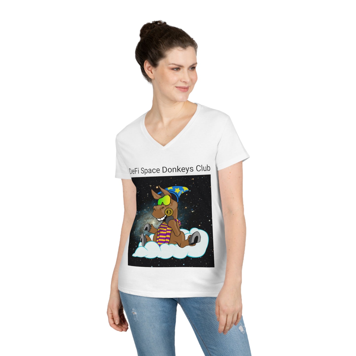 DeFi Space Donkeys #2 Ladies' V-Neck T-Shirt