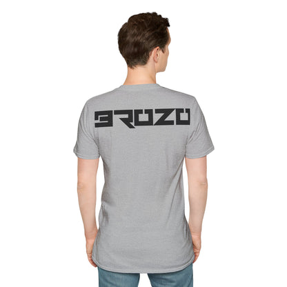 Brozo Logo Front White Straight Text Back Unisex Softstyle T-Shirt EU Market