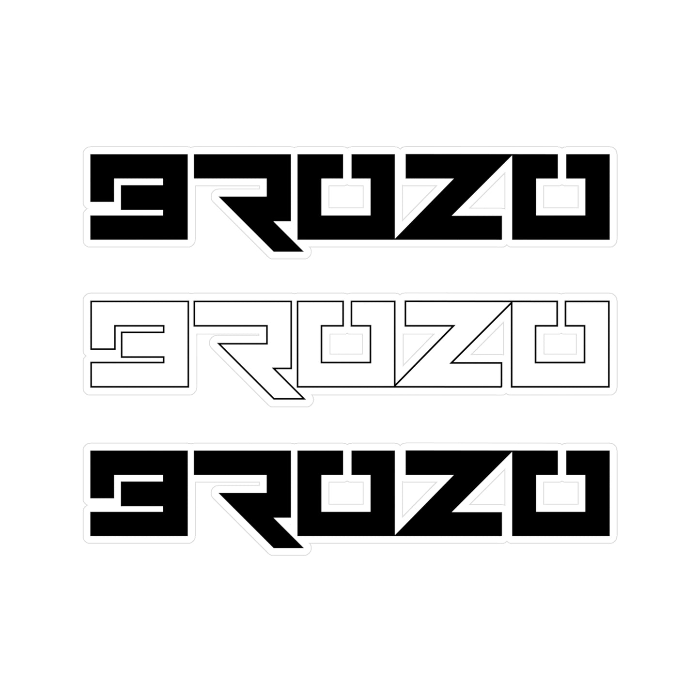 Brozo Text Black and White Vinyl Kiss-Cut Stickers x 3 EU Market