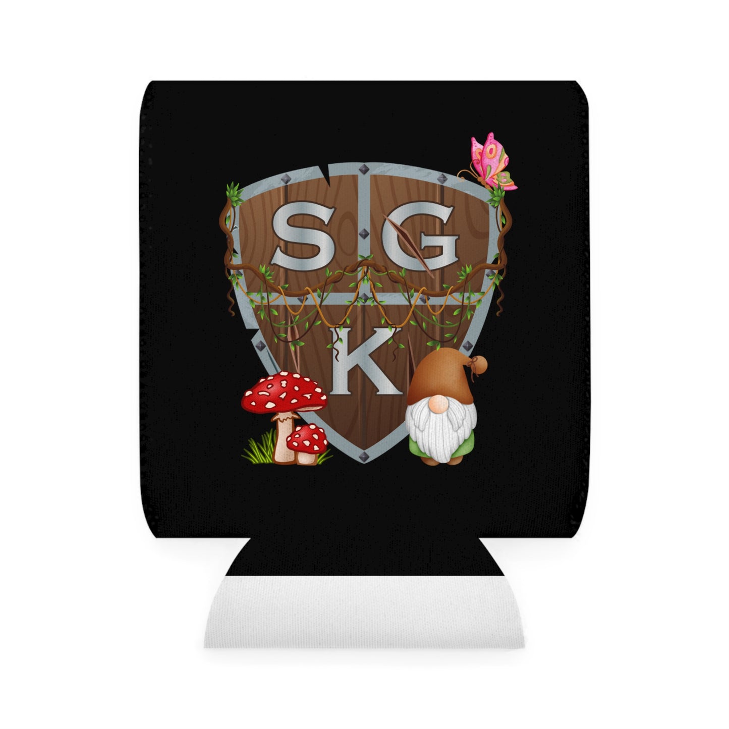 Funda enfriadora de latas SGK Shield Gnome Mushroom y Butterfly
