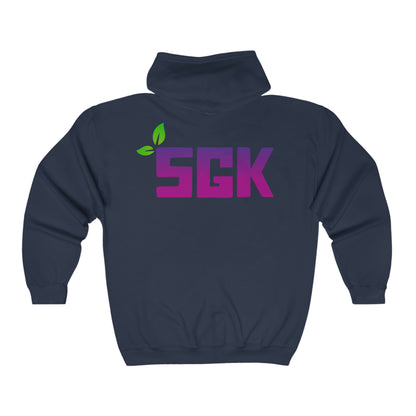 SGK Shield with Purple Leaf Back Unisex Heavy Blend™ Full Zip Hooded Sweatshirt
