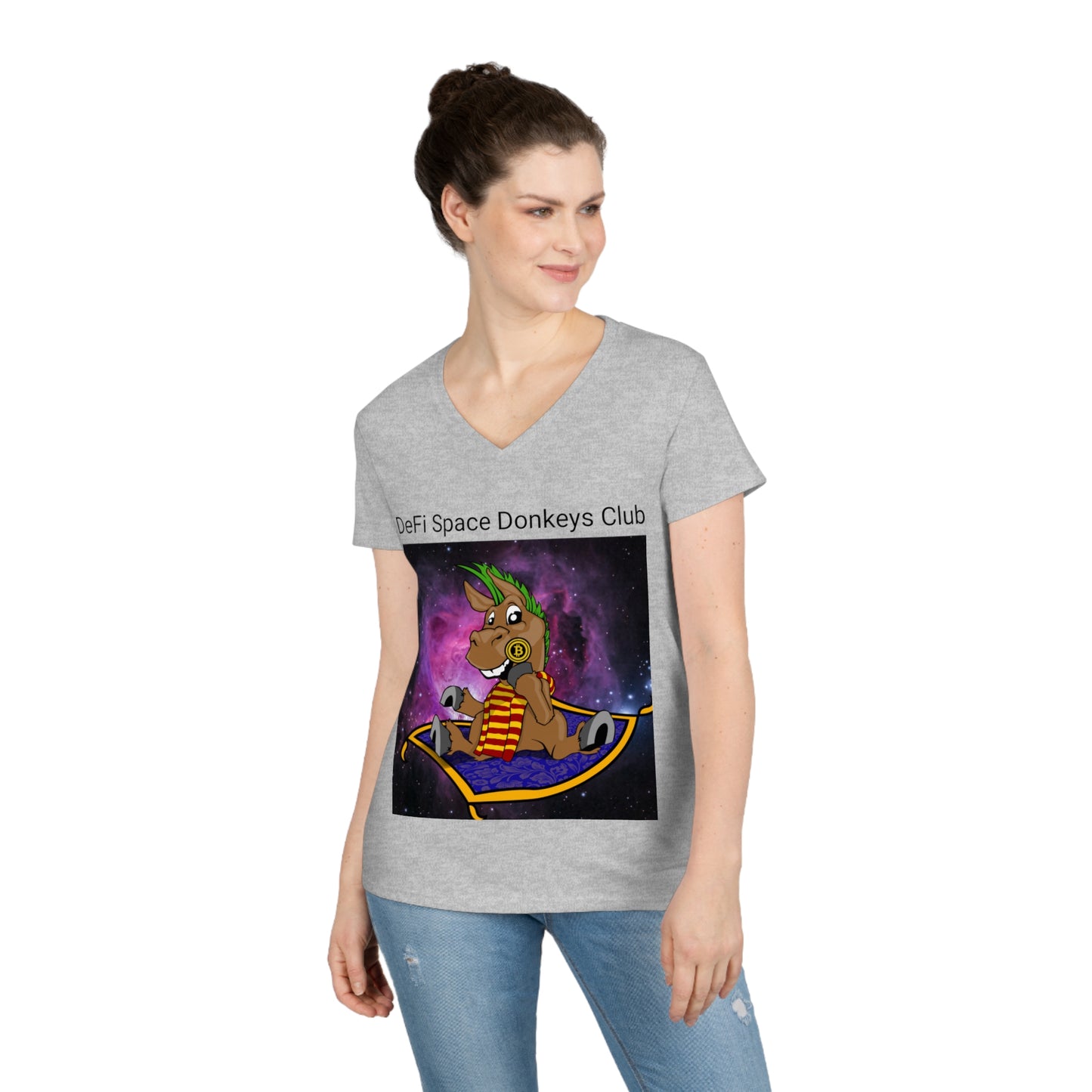 DeFi Space Donkeys #16 Ladies' V-Neck T-Shirt