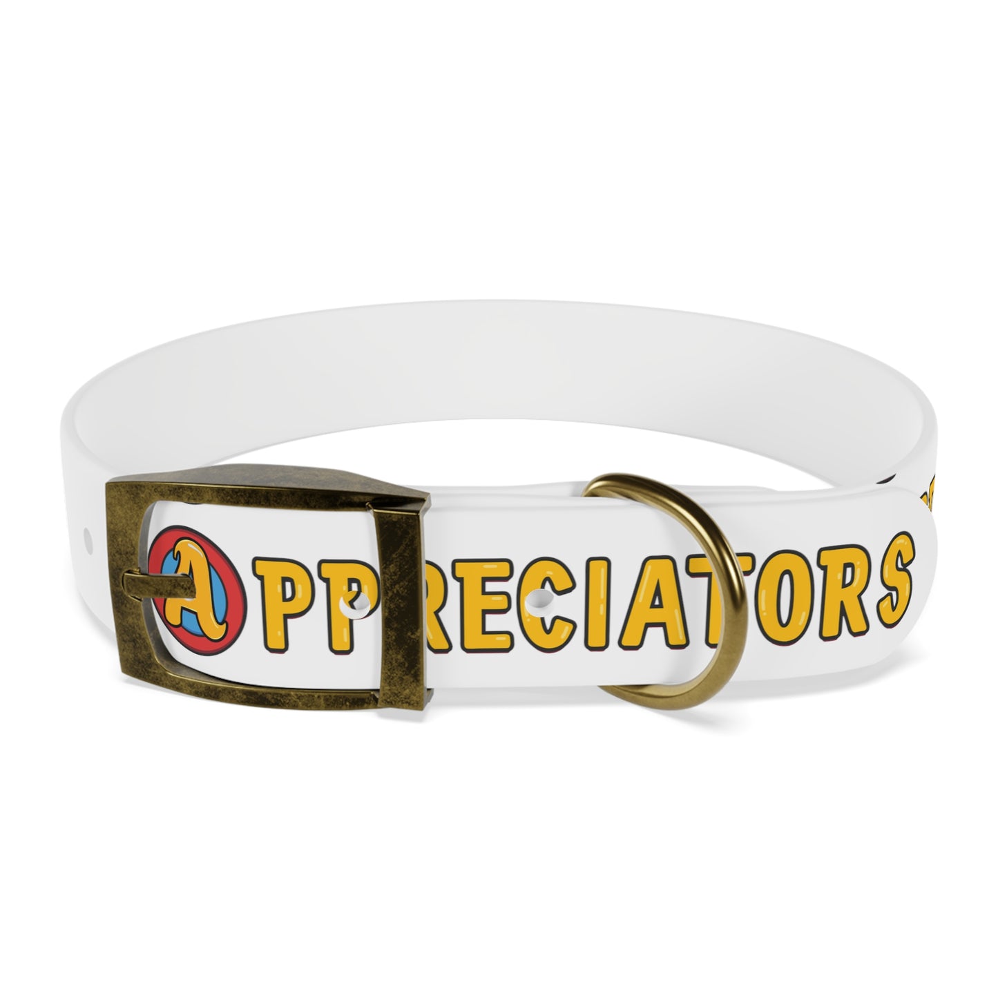 The Appreciators Text Logo White Dog Collar