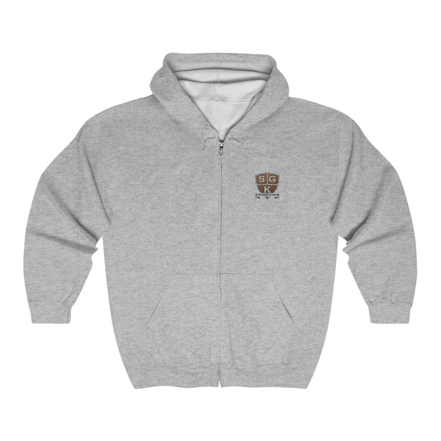 SGK Shield with Gaming with my Gnomies Back Unisex Heavy Blend™ Full Zip Hooded Sweatshirt