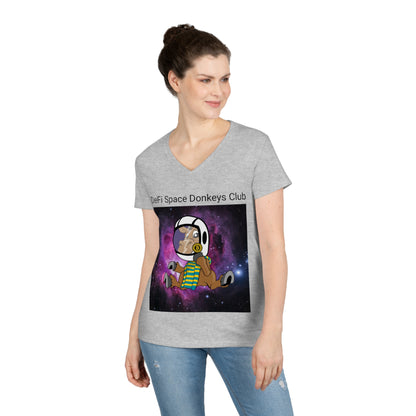 Camiseta con cuello en V para mujer DeFi Space Donkeys #13