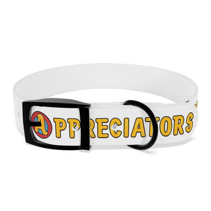 The Appreciators Text Logo White Dog Collar