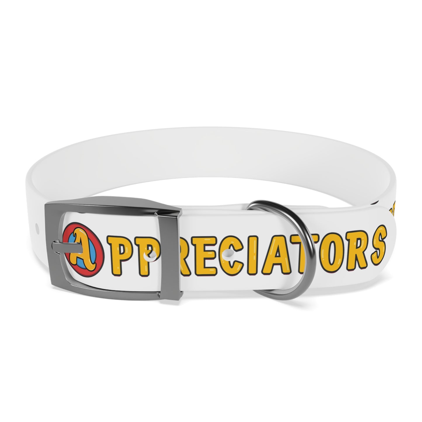 The Appreciators Text Logo White Dog Collar