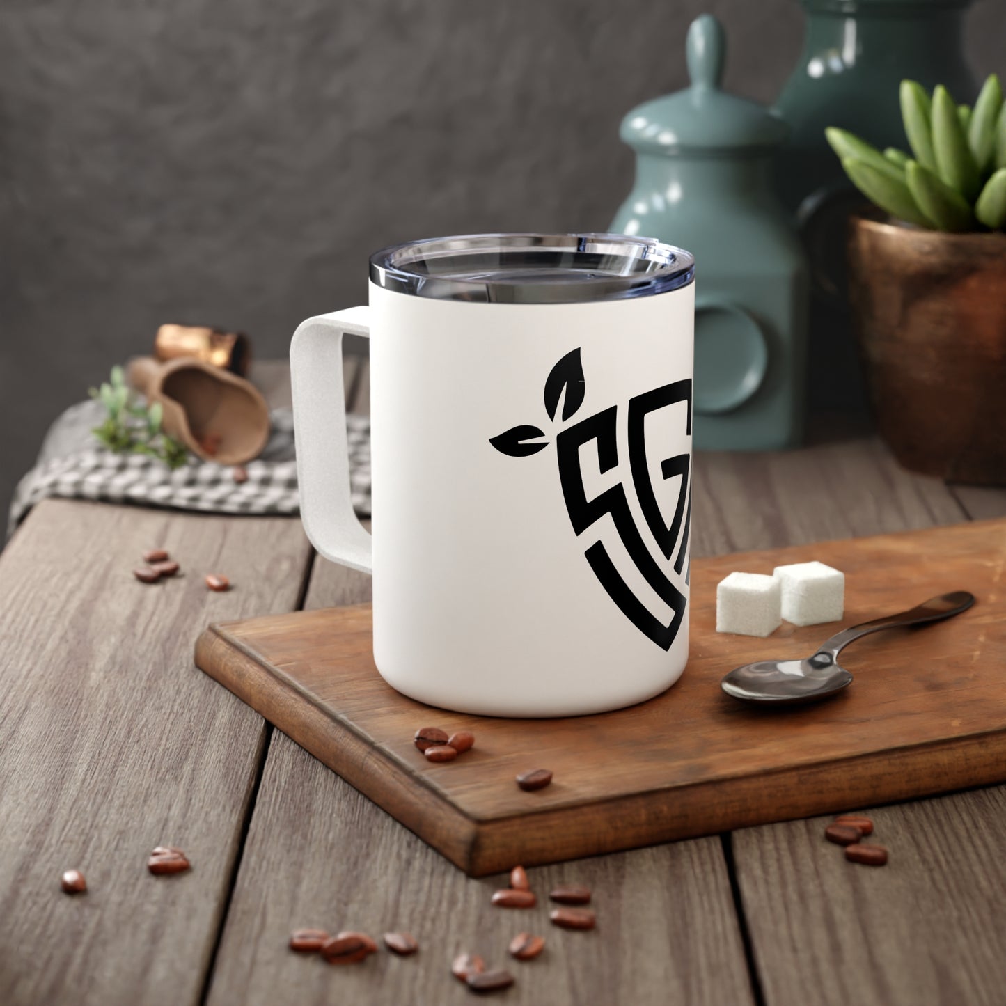 SGK Black Shield Logo Insulated Coffee Mug, 10oz