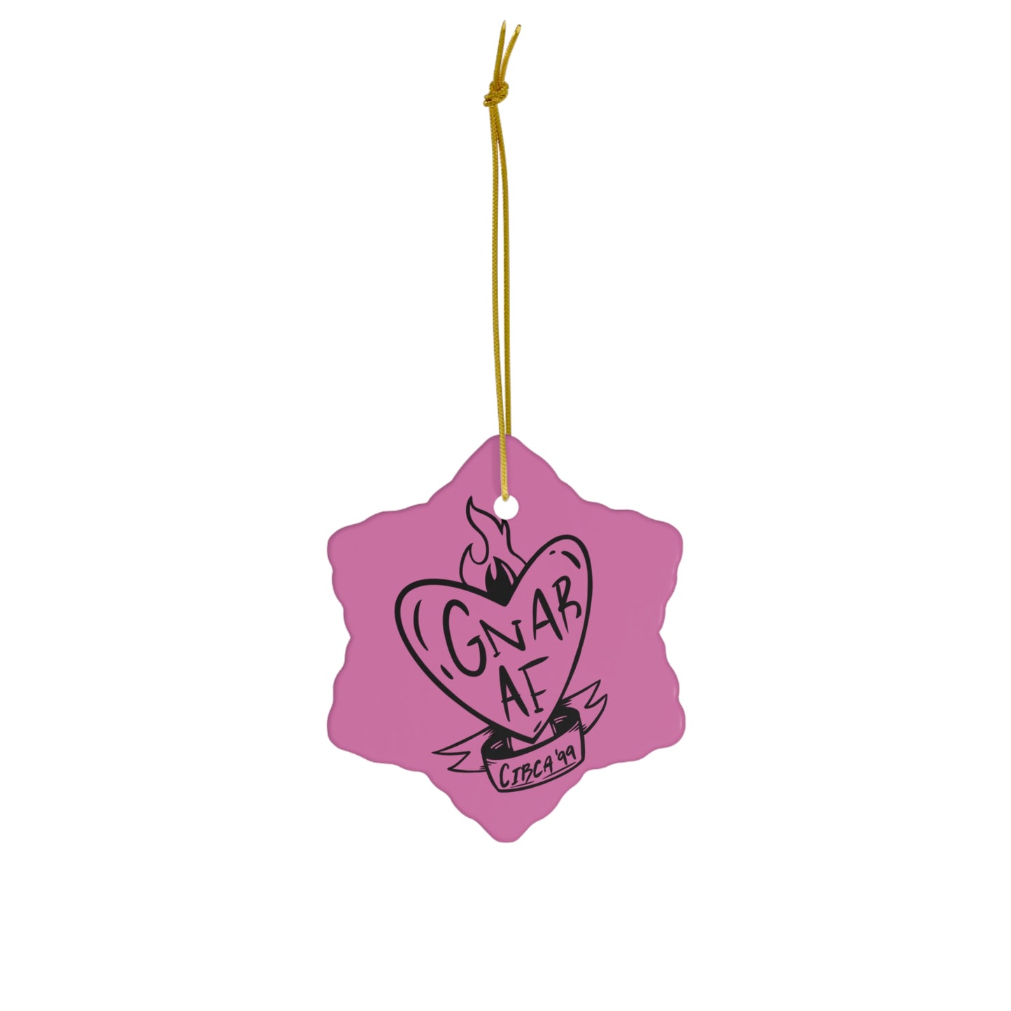Gnar AF B&W Logo Pink Ceramic Ornament, 4 Shapes