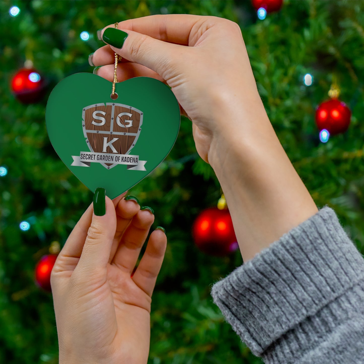 SGK Shield Logo Green Ceramic Ornament, 4 Shapes