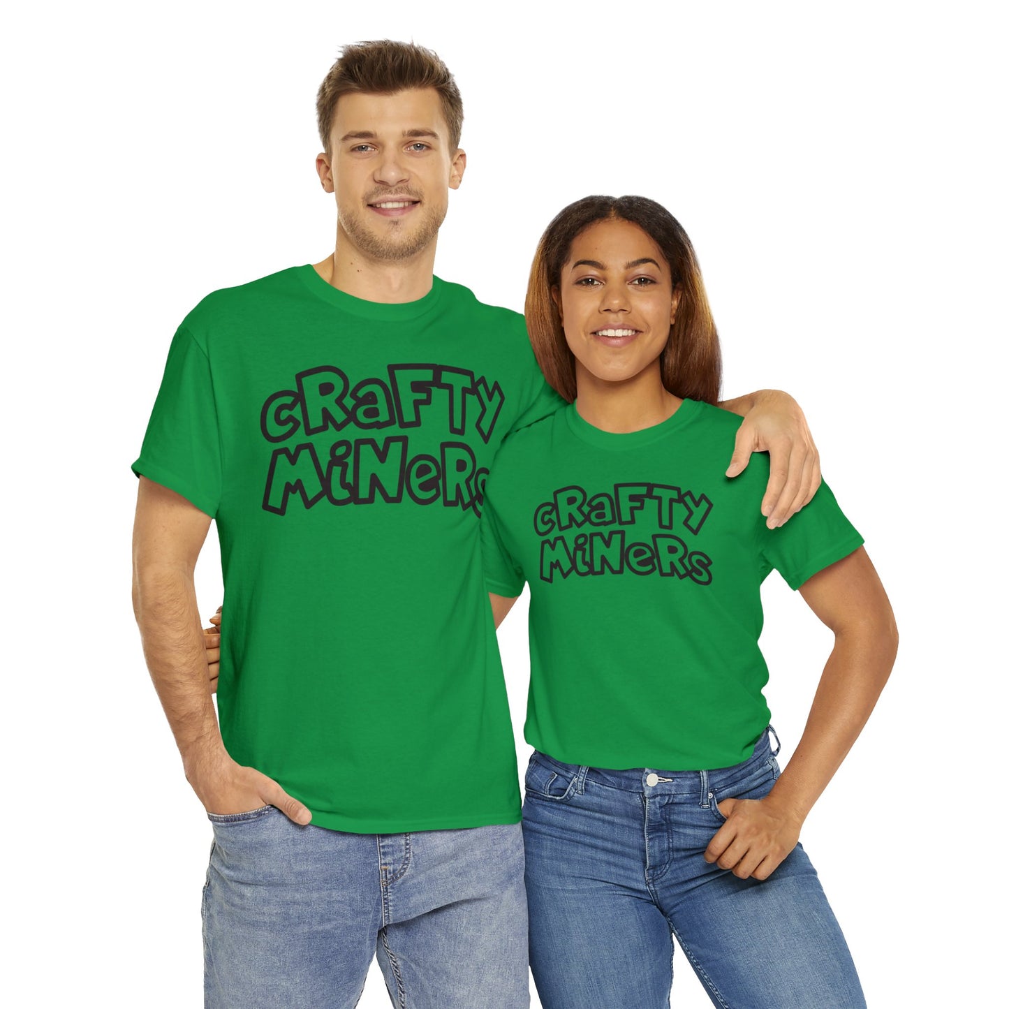 Crafty Miners Text Logo Back Camiseta de algodón pesado unisex