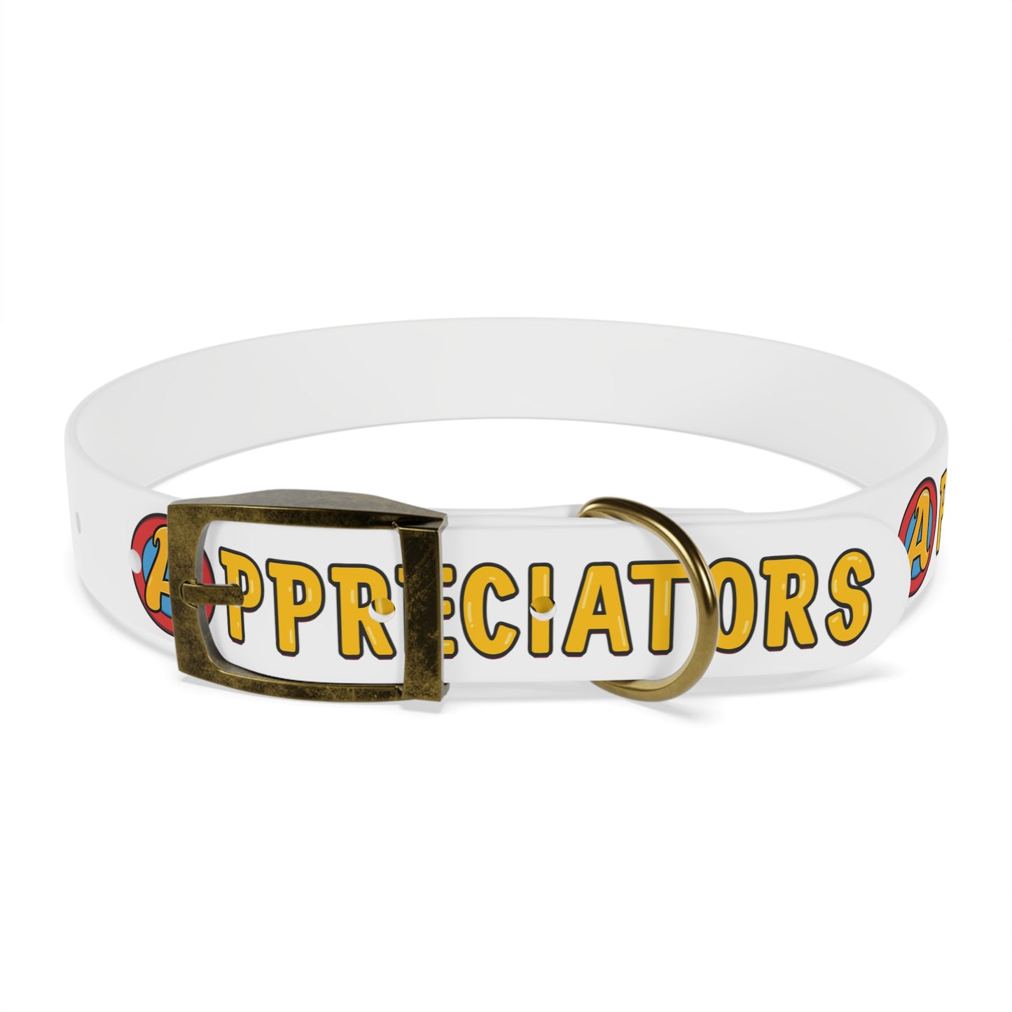 The Appreciators Text Logo White Dog Collar