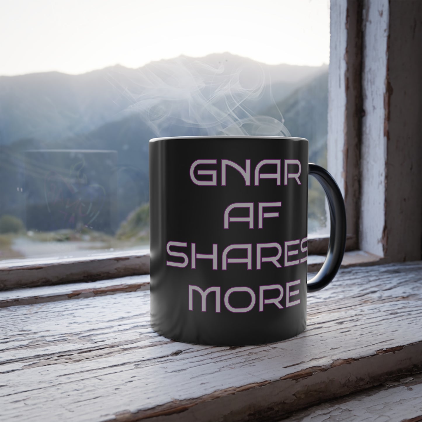 Gnar AF Shares More Black Color Morphing Mug, 11oz GnarFather