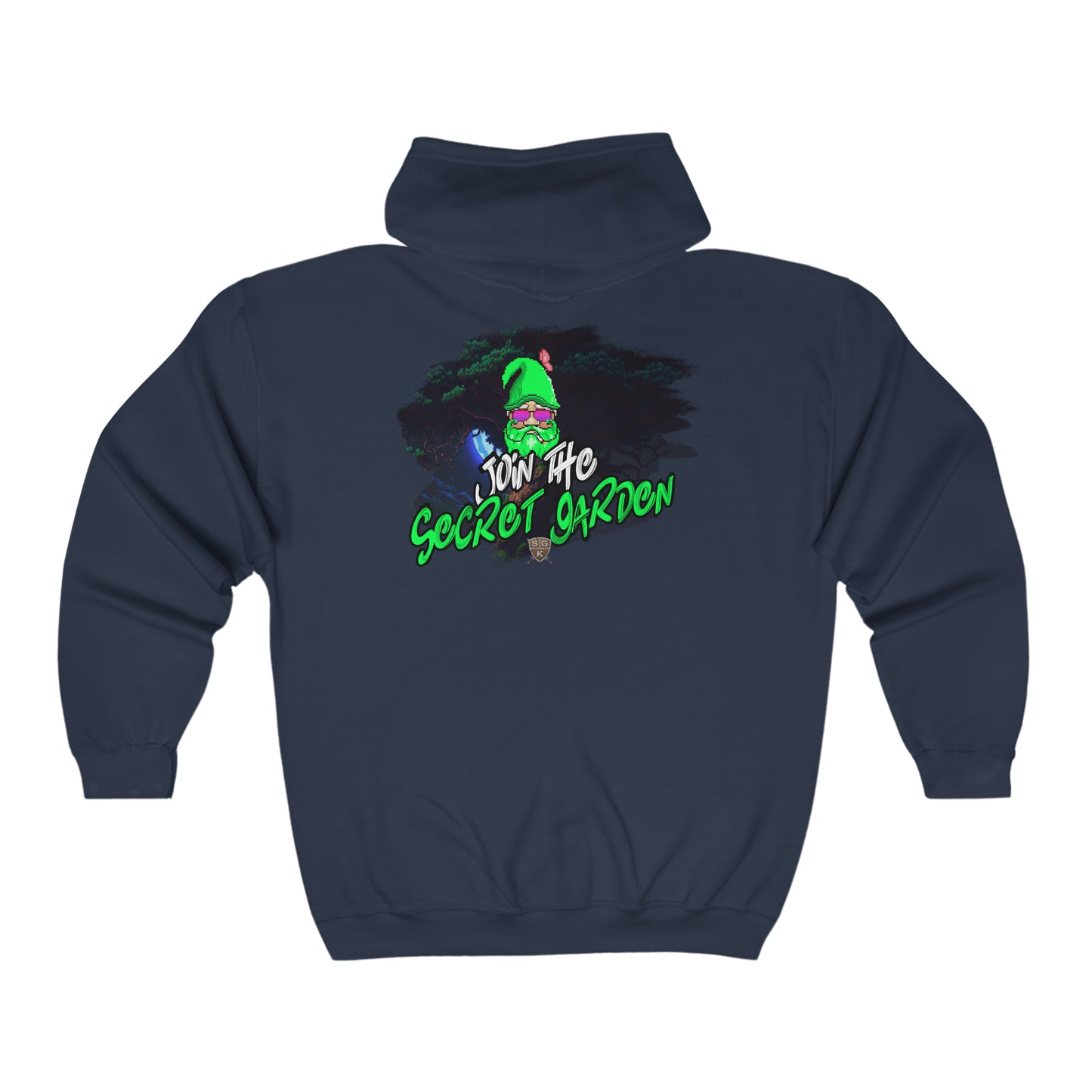 SGK Shield with Join the Secret Garden Back Unisex Heavy Blend™ Full Zip Hooded Sweatshirt