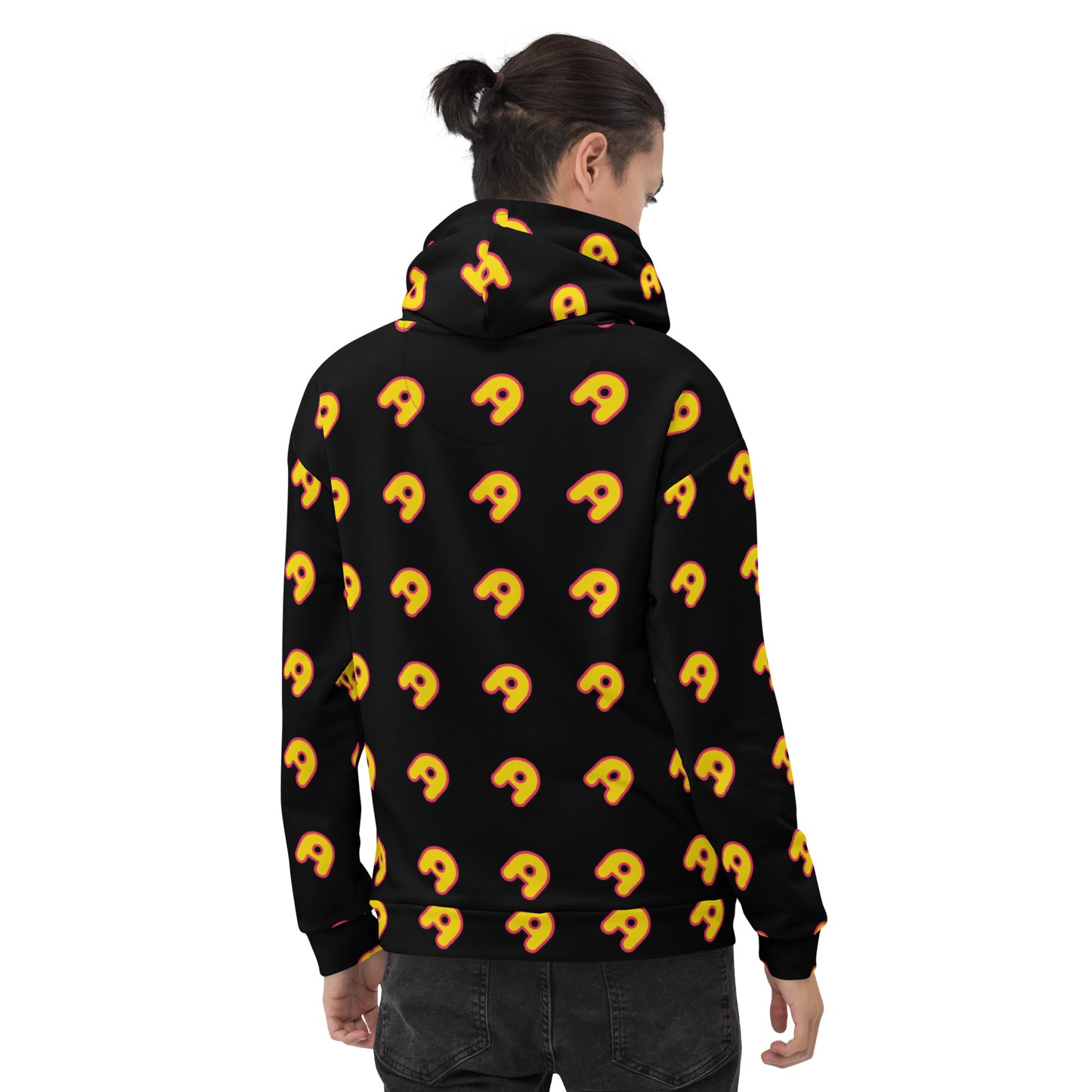 The Appreciators Black AOP Yellow A Recycled Poly Unisex Hoodie
