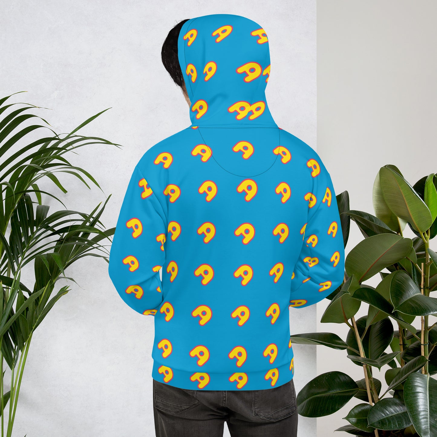 The Appreciators Blue AOP Yellow A Recycled Poly Unisex Hoodie