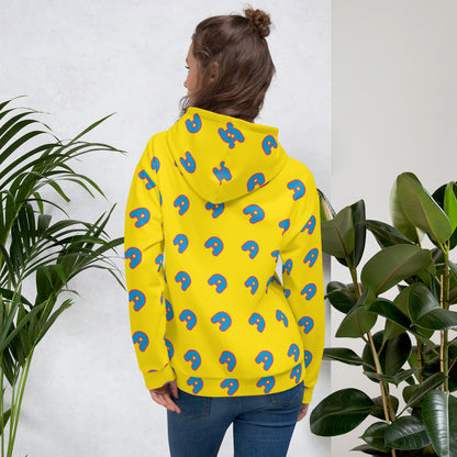 The Appreciators Yellow AOP Blue A Recycled Poly Unisex Hoodie
