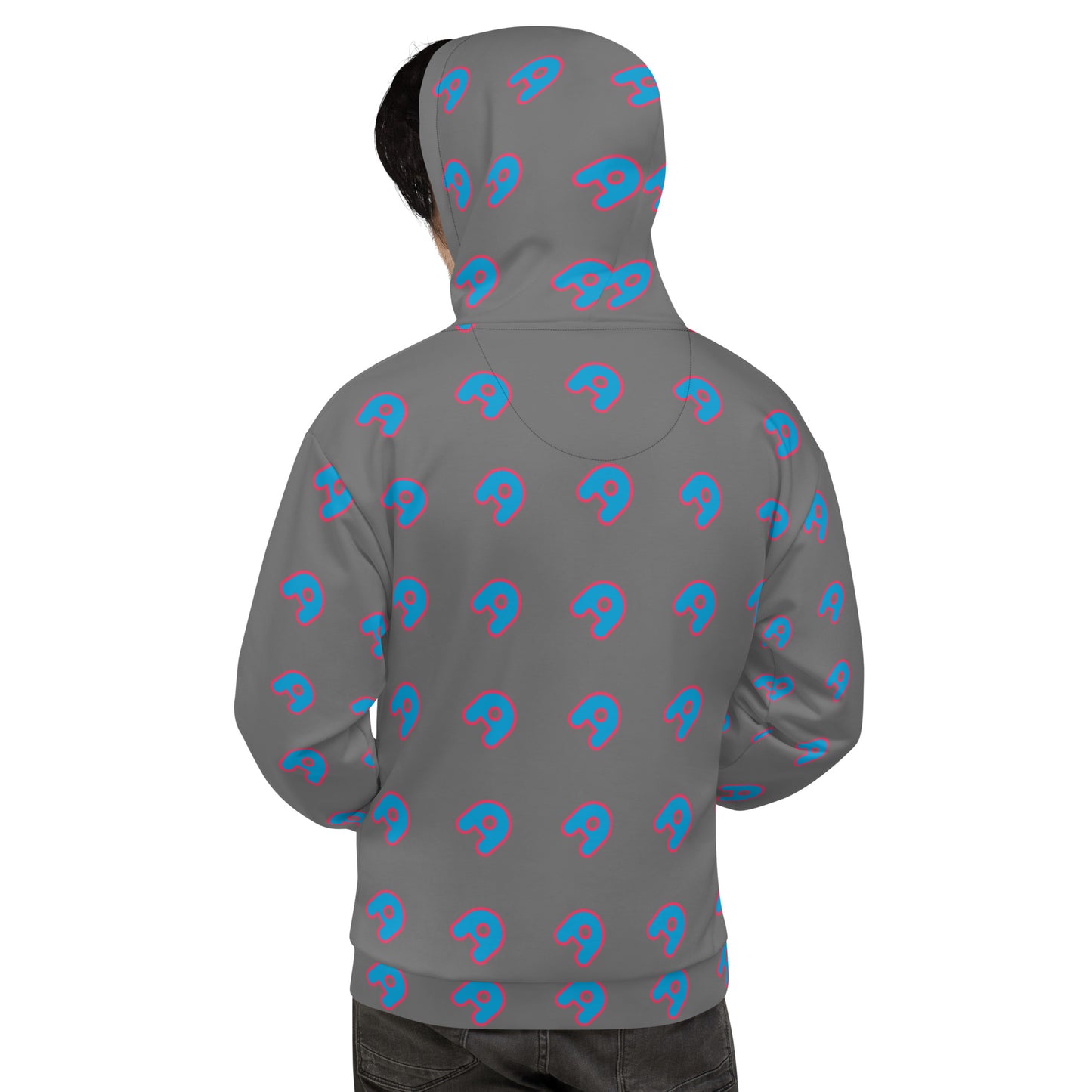 The Appreciators Gray AOP Blue A Recycled Poly Unisex Hoodie