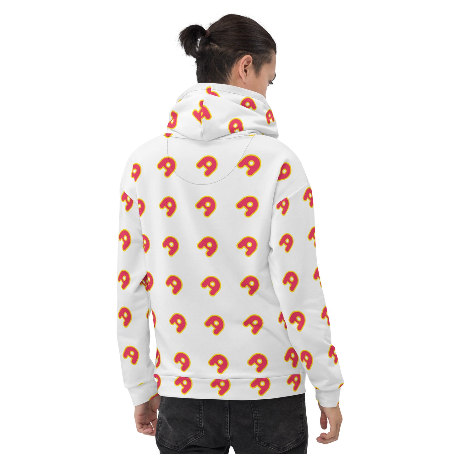 The Appreciators White AOP Red A Recycled Poly Unisex Hoodie