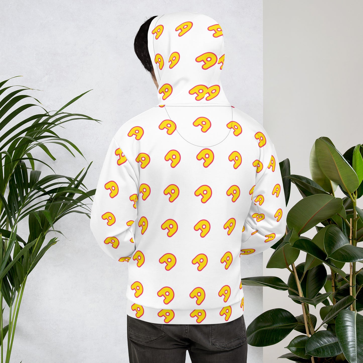 The Appreciators White AOP Yellow A Recycled Poly Unisex Hoodie