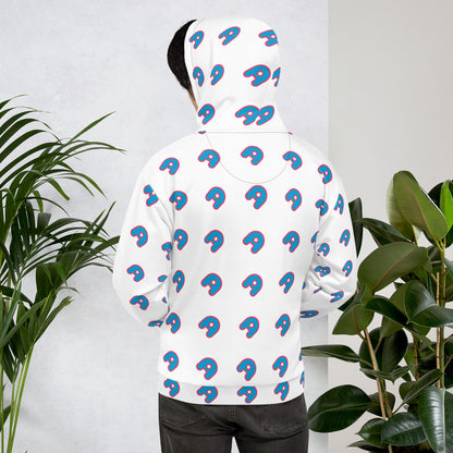 The Appreciators White AOP Blue A Recycled Poly Unisex Hoodie