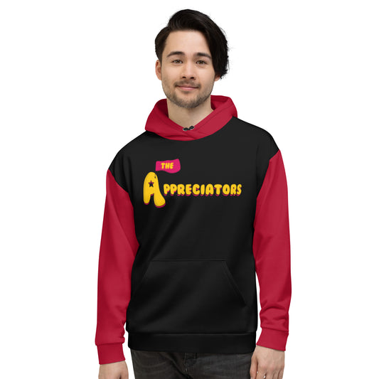 The Appreciators Red and Black AOP Recycled Poly Unisex Hoodie