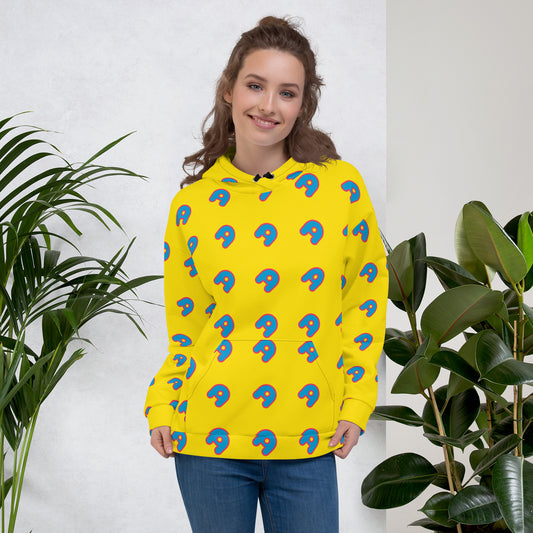 The Appreciators Yellow AOP Blue A Recycled Poly Unisex Hoodie