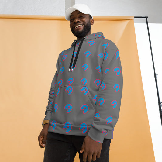 The Appreciators Gray AOP Blue A Recycled Poly Unisex Hoodie