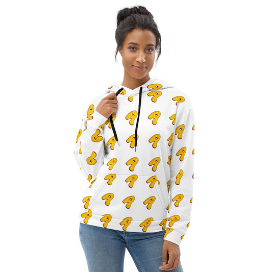 The Appreciators White AOP Yellow Star A Recycled Poly Unisex Hoodie