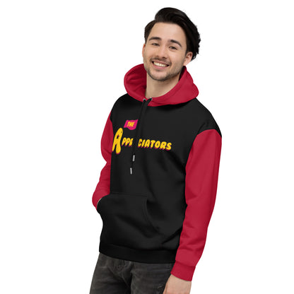 The Appreciators Red and Black AOP Recycled Poly Unisex Hoodie