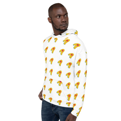The Appreciators White AOP Yellow Paw A Recycled Poly Unisex Hoodie