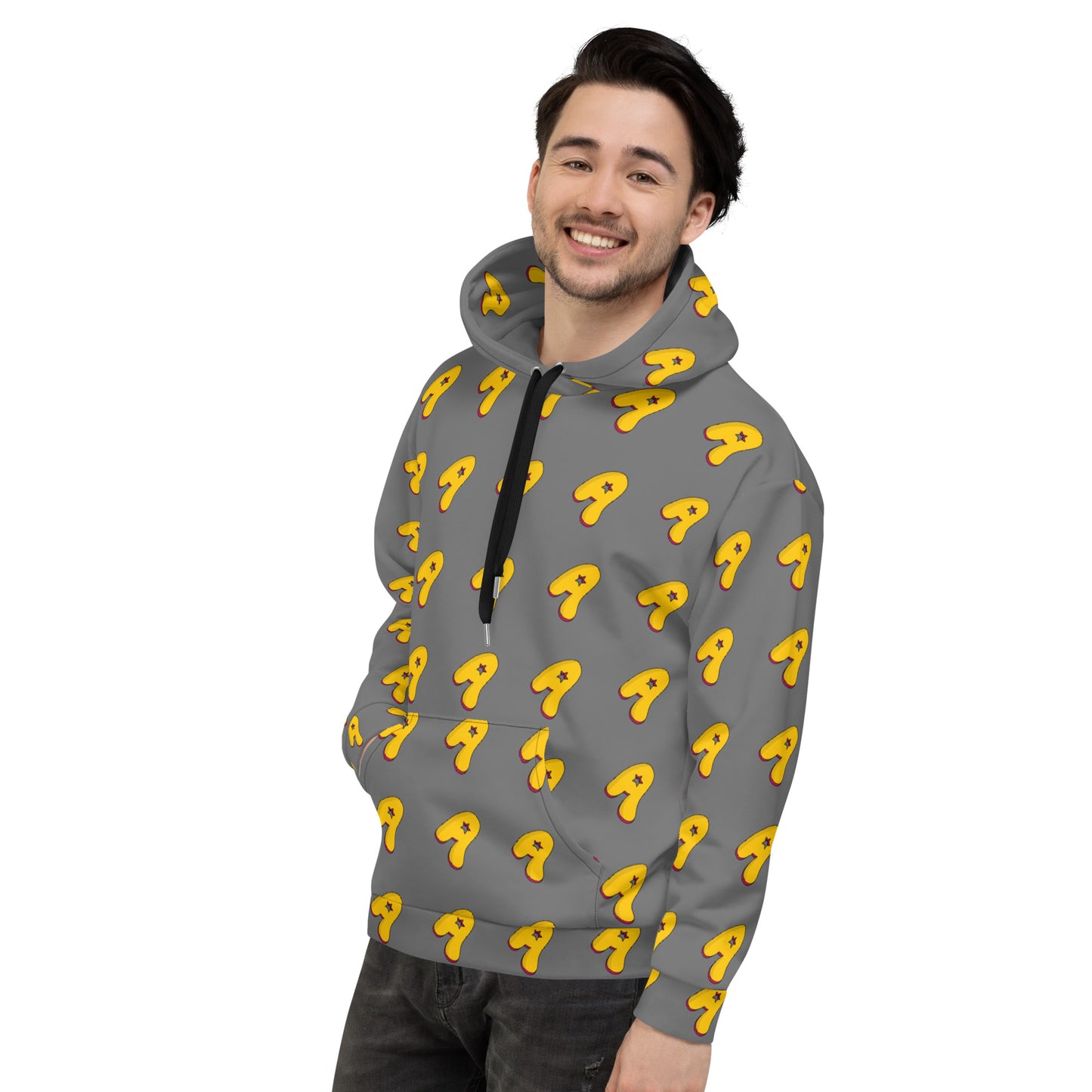 The Appreciators Gray AOP Yellow Star "A" Recycled Poly Unisex Hoodie