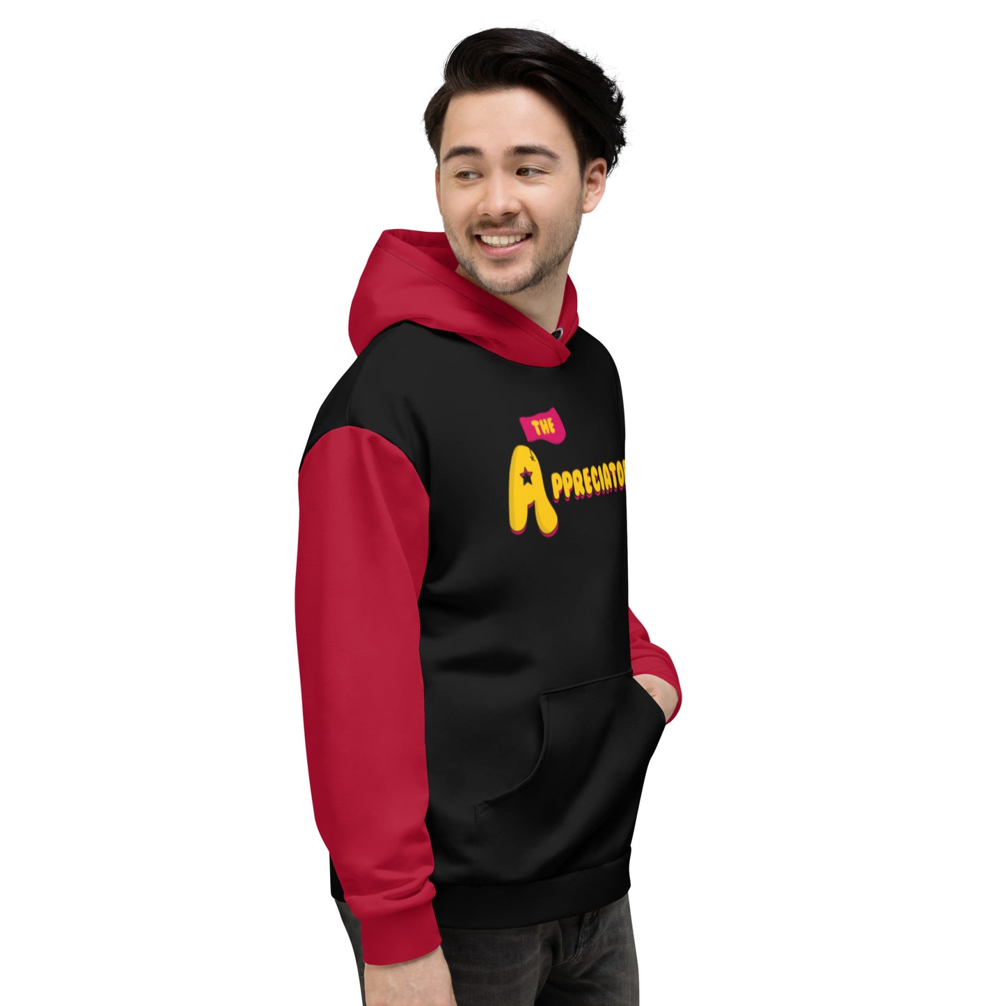 The Appreciators Red and Black AOP Recycled Poly Unisex Hoodie