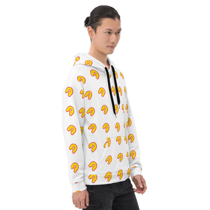 The Appreciators White AOP Yellow A Recycled Poly Unisex Hoodie