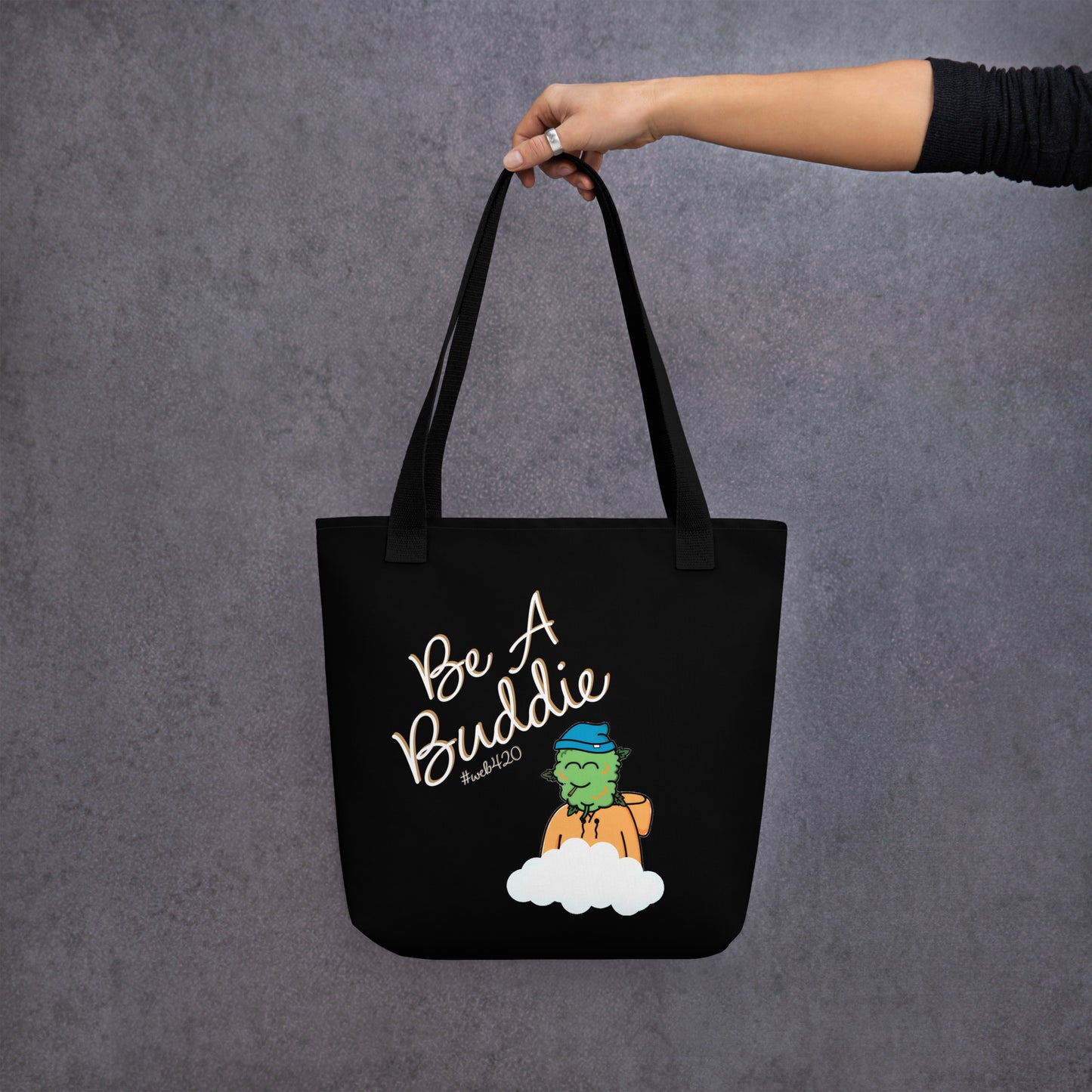 CannaBuddies Be a Buddie Cloud Black Tote bag