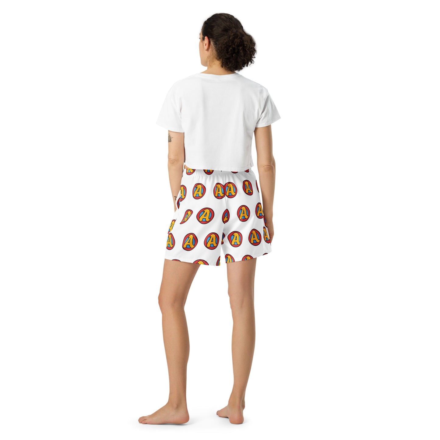 The Appreciators Circle A All-Over Print White Unisex Athletic Long Shorts