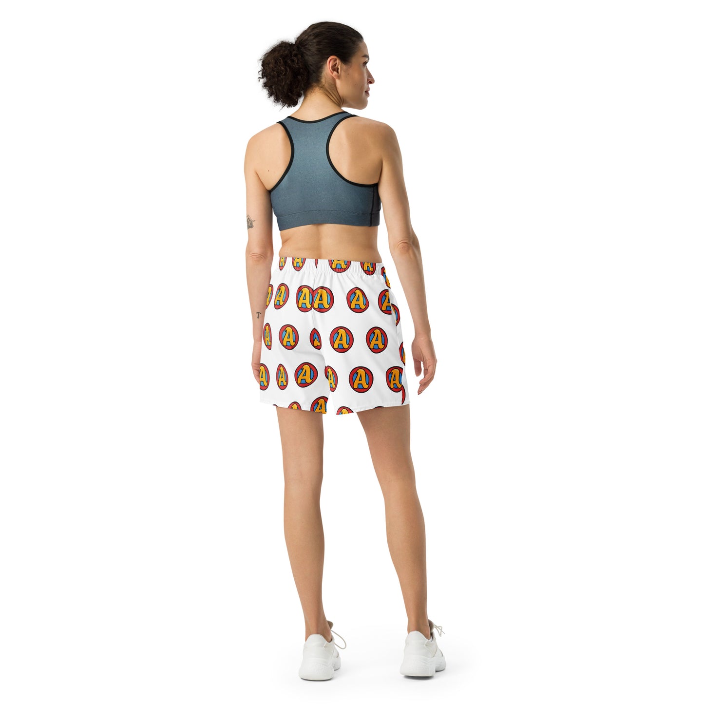 The Appreciators Circle A All-Over Print White Unisex Athletic Long Shorts