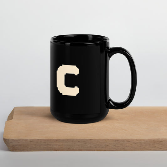 Commons Retro C Black Glossy Mug