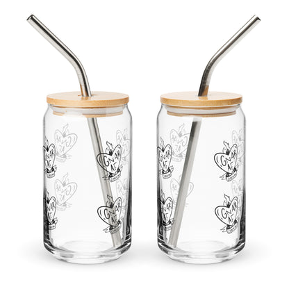 Gnar AF Black Logo Can-shaped glass with Straw and Lid